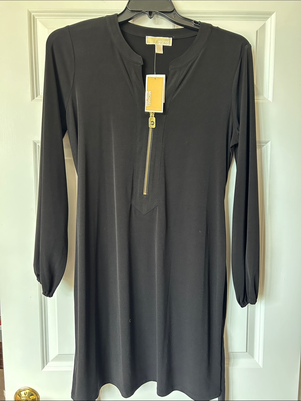 Michael Kors Black Long-Sleeve Zip Detail Shift Dress